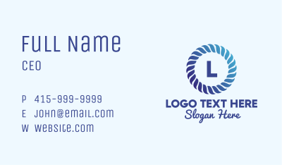 Blue Gradient Rope Letter Business Card