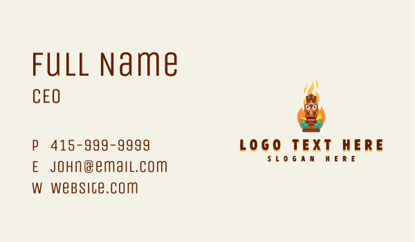 Tiki Totem Resort Business Card Design Image Preview