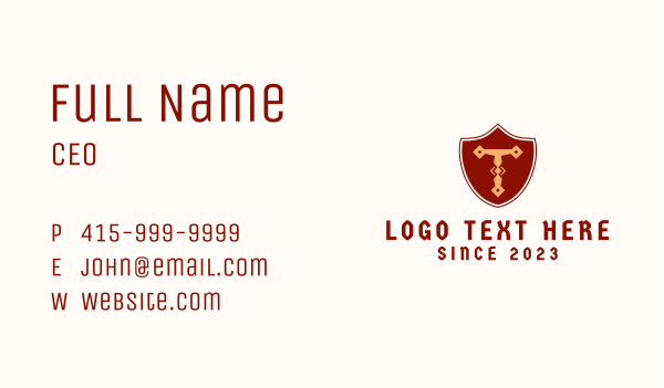 Medieval Letter T Shield Business Card Design Image Preview