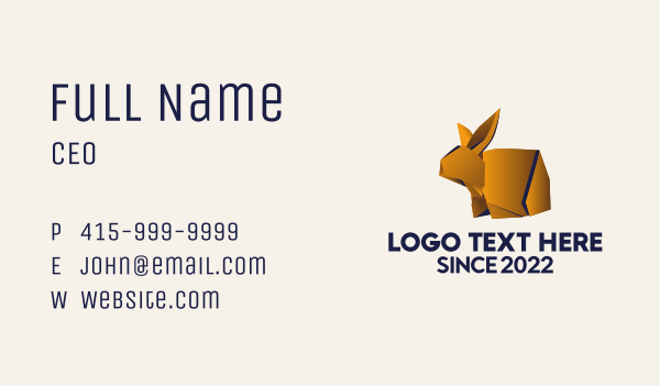 Golden Bunny Origami  Business Card Design Image Preview