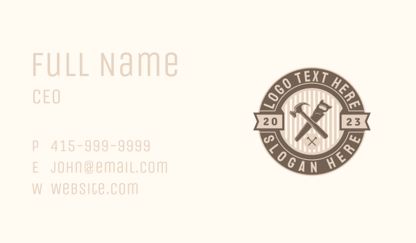 Hammer Saw Woodworking Badge Business Card Design Image Preview