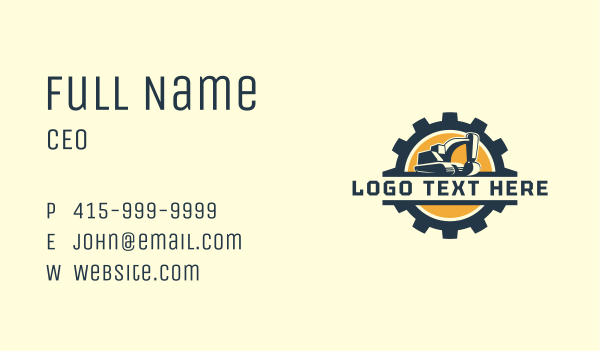 Industrial Cogwheel Excavator Business Card Design Image Preview