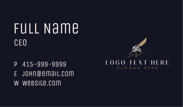 Hand Signature Feather Business Card Design Image Preview