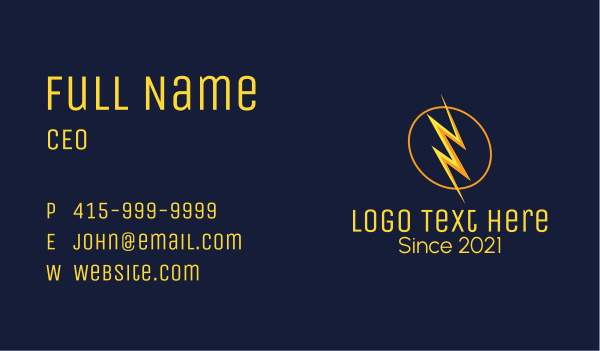 Electric Lightning Voltage Business Card Design Image Preview
