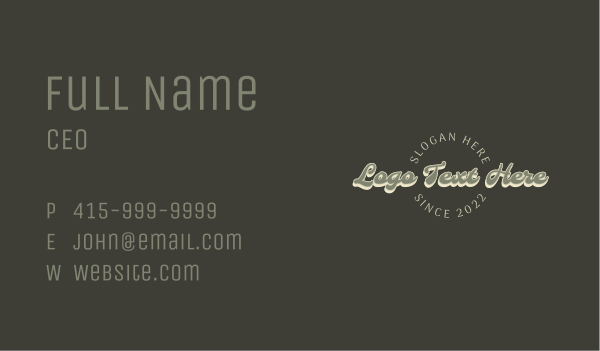 Green Retro Wordmark Business Card Design Image Preview