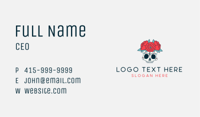 Floral Sugar Skull Business Card Image Preview