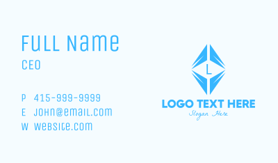 Blue Elegant Crystal Lettermark Business Card