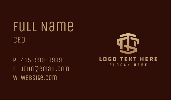 Shield Monogram Letter T and S Business Card Design Image Preview