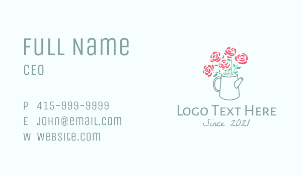 Rose Watering Can Business Card Design Image Preview
