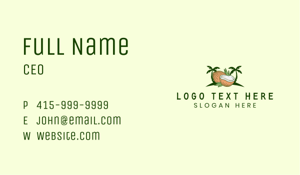 Tropical Coconut Fruit Business Card Design Image Preview