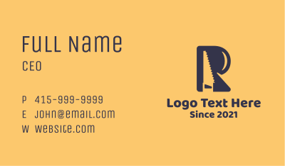 Letter R Saw  Business Card