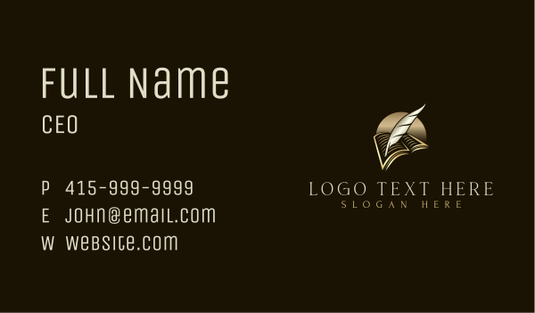 Book Quill Pen Business Card Design Image Preview