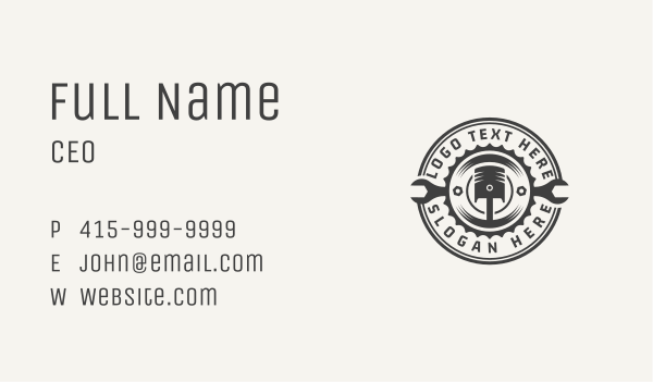 Piston Mechanic Wrench Business Card Design Image Preview