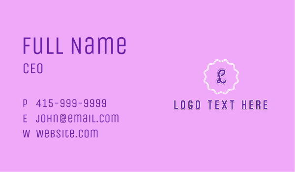 Violet Pastry Shop Badge Letter Business Card Design Image Preview