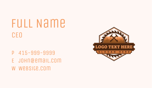 Forest Woodwork Hammer Business Card Design Image Preview