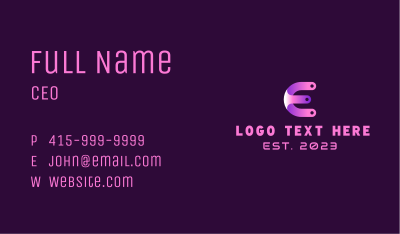 3D Technology Letter E  Business Card Image Preview