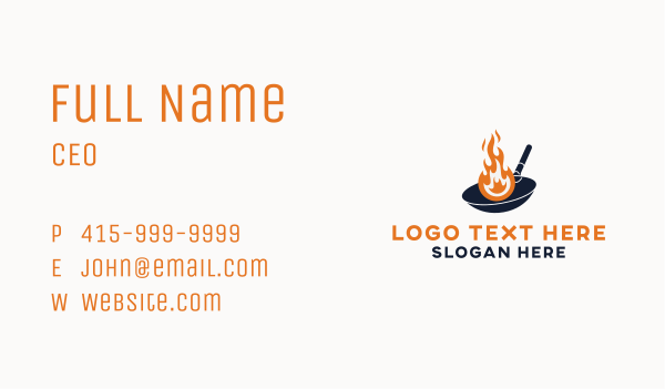 Fire Cooking Wok Business Card Design Image Preview