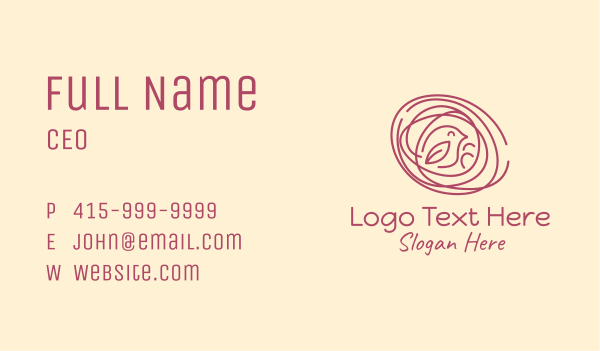 Happy Bird Nest Business Card Design Image Preview