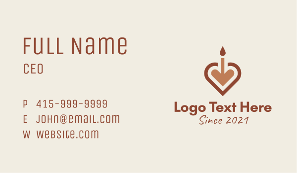 Boho Heart Candle  Business Card Design Image Preview