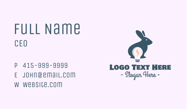 Electric Bunny Light Bulb Business Card Design Image Preview