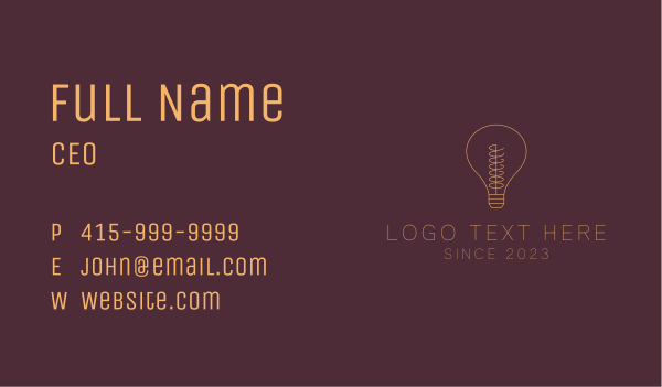 Yellow Energy Bulb Business Card Design Image Preview