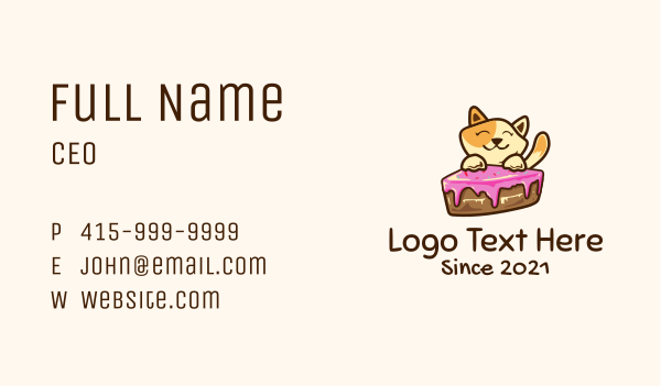 Cat Cake Slice Business Card Design Image Preview