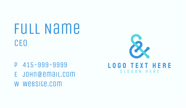 Intertwined Ampersand Lettering Business Card Design Image Preview
