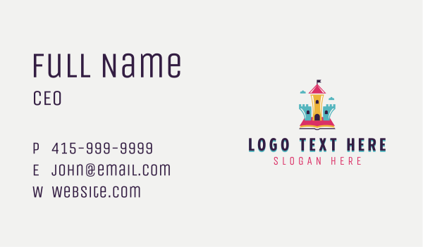 Castle Book Learning Business Card Design Image Preview