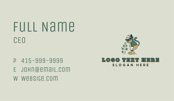 Cartoon Marijuana Cat Business Card Design Image Preview