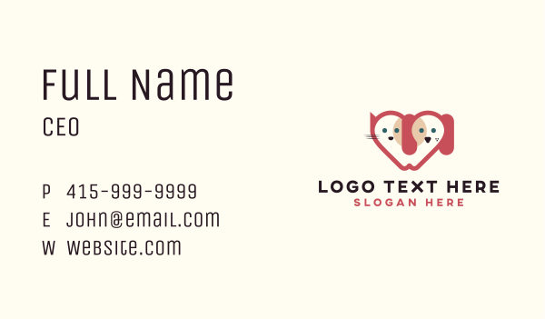 Cat Dog Care Heart Business Card Design Image Preview