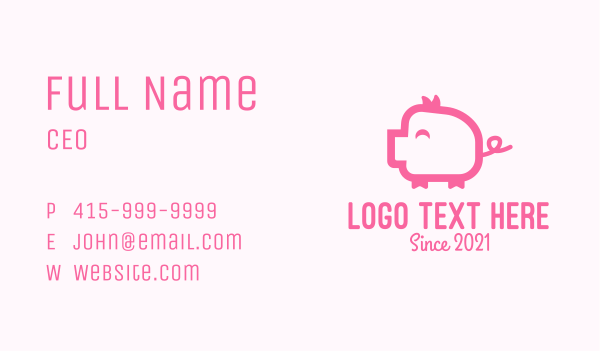 Cute Pink Pig  Business Card Design Image Preview