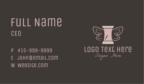 Butterfly Yarn Spool Business Card Design Image Preview