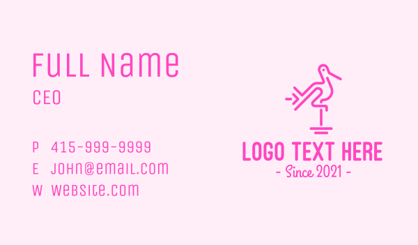 Pink Flamingo Line Art Business Card Design Image Preview