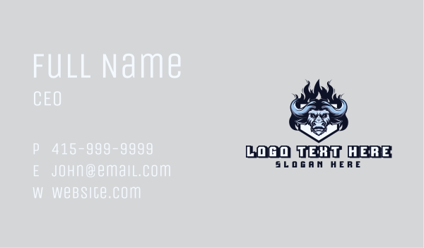 Bison Fire Shield Gaming Business Card Design Image Preview