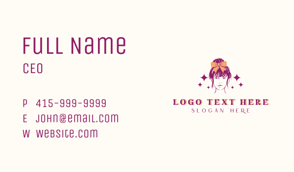 Woman Hair Ribbon Accessory Business Card Design Image Preview