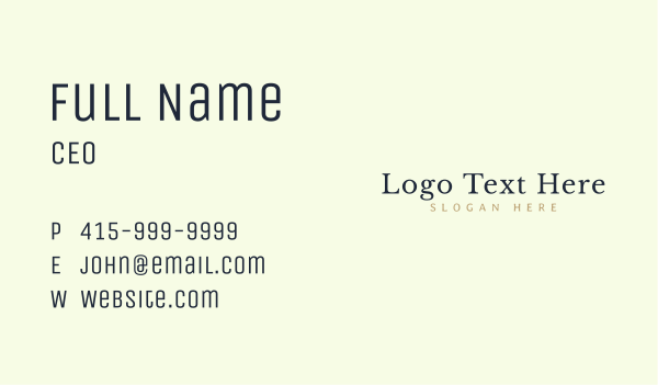 Minimalist Serif Wordmark Business Card Design Image Preview