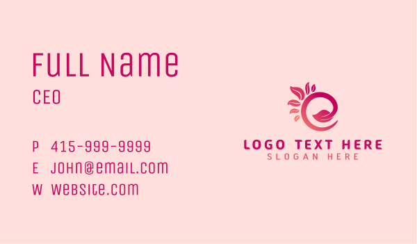 Pink Leaf Letter E Business Card Design Image Preview
