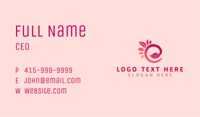 Pink Leaf Letter E Business Card Image Preview