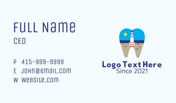 Lighthouse Dental Clinic  Business Card Design Image Preview