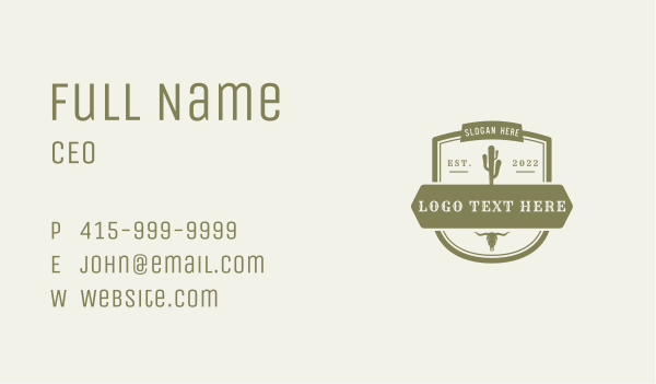 Classic Western Cactus Business Card Design Image Preview