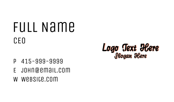 Classic Marker Wordmark Business Card Design Image Preview