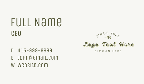 Organic Retro Business Wordmark Business Card Design Image Preview