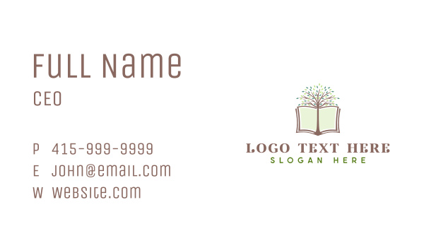 Tree Book Learning Journalist Business Card Design Image Preview