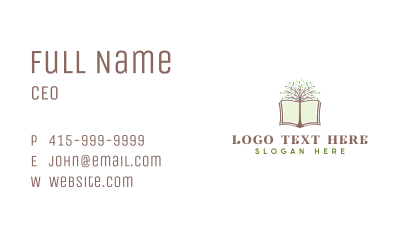 Tree Book Learning Journalist Business Card Image Preview
