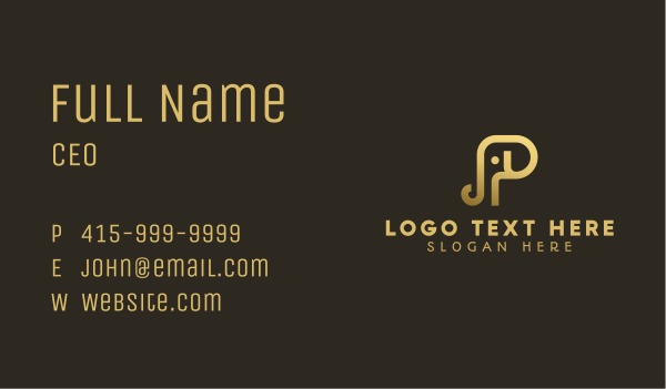 Gold Elephant Letter P Business Card Design Image Preview