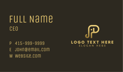 Gold Elephant Letter P Business Card Image Preview