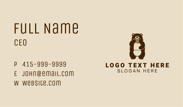 Brown Grizzly Bear  Business Card Design Image Preview