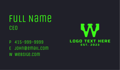 Neon Letter W Business Card Image Preview