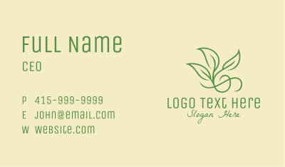 Green Leaf Ornament Business Card