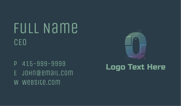 Modern Glitch Number 0 Business Card Design Image Preview